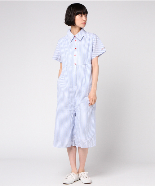 PUNYUS（プニュズ）の「ストライプロゴ刺繍サロペット（その他パンツ・レディース・ブルー系その他4/イエロー系その他5/ブラック系その他4・1/2/4/3）」の5枚目の写真