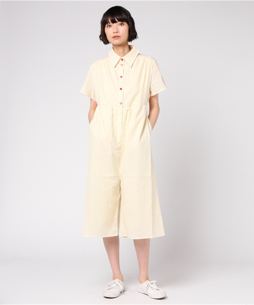 PUNYUS（プニュズ）の「ストライプロゴ刺繍サロペット（その他パンツ・レディース・ブルー系その他4/イエロー系その他5/ブラック系その他4・1/2/4/3）」の3枚目の写真