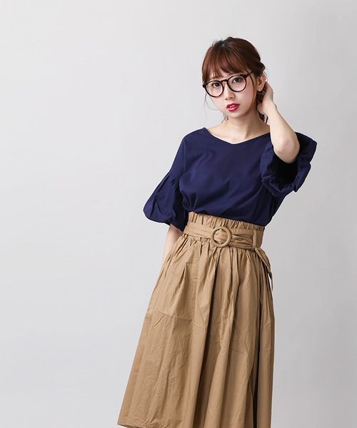 WEGO（ウィゴー）の「WEGO/2WAYバルーンスリーブカットソー（Tシャツ/カットソー・レディース・イエロー/ネイビー/ホワイト/レッド/ブラック/ワイン・LARGE/MEDIUM）」の12枚目の写真