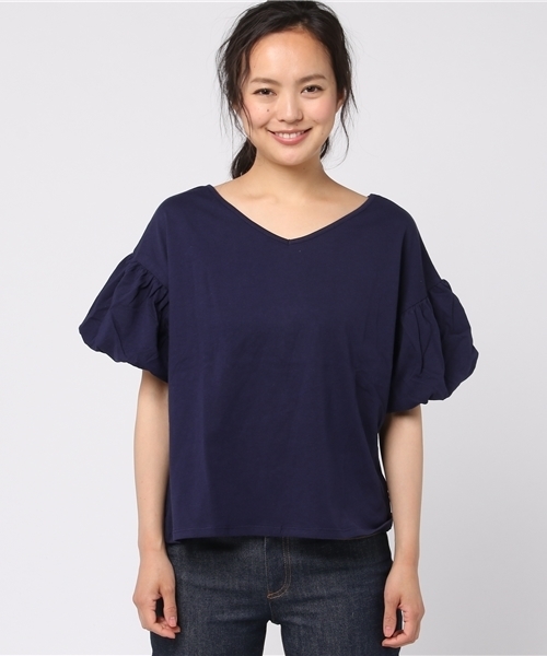 WEGO（ウィゴー）の「WEGO/2WAYバルーンスリーブカットソー（Tシャツ/カットソー・レディース・イエロー/ネイビー/ホワイト/レッド/ブラック/ワイン・LARGE/MEDIUM）」の20枚目の写真