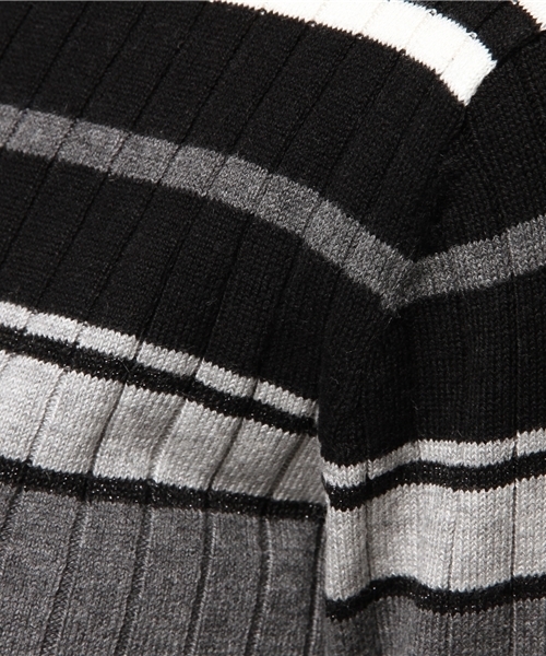 earth music&ecology（アースミュージックアンドエコロジー）の「・ワイドリブマルチボーダーニットプルオーバー（ニット/セーター・レディース・ブラック/ボルドー/ネイビー/ブルーグリーン・M/S）」の7枚目の写真