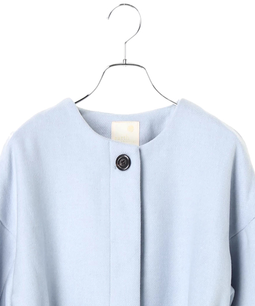 earth music&ecology（アースミュージックアンドエコロジー）の「ノーカラーコート（ノーカラージャケット・レディース・ネイビー/サックスブルー/杢グレー・FREE）」の6枚目の写真