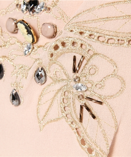 Language（ランゲージ）の「ジュエリー刺繍ワンピース（ワンピース・レディース・ベージュ系/ネイビー系/ピンク系・38）」の9枚目の写真