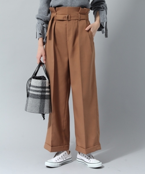 Andemiu（アンデミュウ）の「ベルトツキアソートワイドパンツ777006（その他パンツ・レディース・ブラック/ピンク/その他/キャメル・SMALL/MEDIUM）」の2枚目の写真