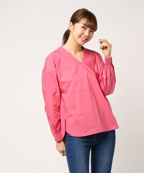 AMERICAN HOLIC（アメリカンホリック）の「バックVスキッパーブラウス（シャツ/ブラウス・レディース・ブルー系その他/その他30/オフホワイト/カーキ/ネイビー/ブラック系その他/ピンク/ベージュ/サックスブルー/ドット/その他27/その他4・L/M）」の8枚目の写真