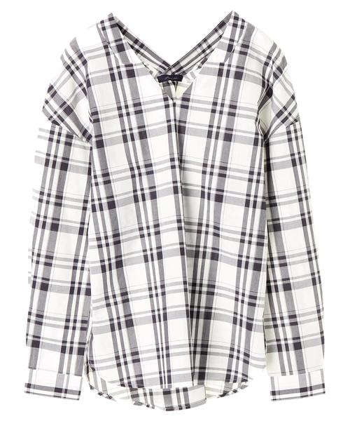 AMERICAN HOLIC（アメリカンホリック）の「バックVスキッパーブラウス（シャツ/ブラウス・レディース・ブルー系その他/その他30/オフホワイト/カーキ/ネイビー/ブラック系その他/ピンク/ベージュ/サックスブルー/ドット/その他27/その他4・L/M）」の21枚目の写真