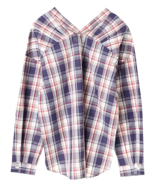 AMERICAN HOLIC（アメリカンホリック）の「バックVスキッパーブラウス（シャツ/ブラウス・レディース・ブルー系その他/その他30/オフホワイト/カーキ/ネイビー/ブラック系その他/ピンク/ベージュ/サックスブルー/ドット/その他27/その他4・L/M）」の17枚目の写真