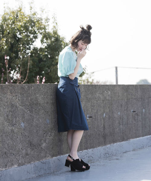 OLIVE des OLIVE（オリーブデオリーブ）の「スカラップ刺繍ブラウス（シャツ/ブラウス・レディース・オフホワイト/グリーン/ブラック・FREE）」の6枚目の写真