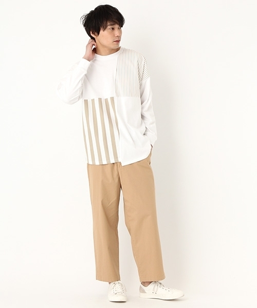 niko and...（ニコアンド）の「異素材切り替えプルオーバー【niko and ...】（Tシャツ/カットソー・メンズ・オフホワイト/ネイビー・LARGE/MEDIUM）」の3枚目の写真