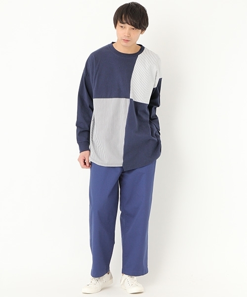 niko and...（ニコアンド）の「異素材切り替えプルオーバー【niko and ...】（Tシャツ/カットソー・メンズ・オフホワイト/ネイビー・LARGE/MEDIUM）」の4枚目の写真