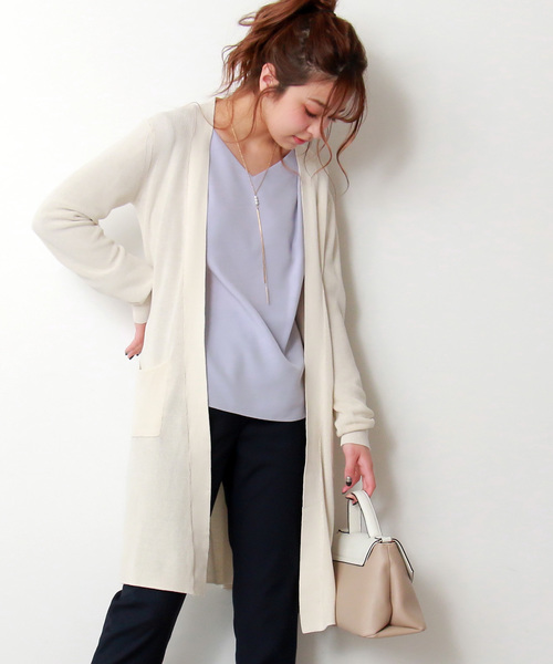 N.(N. Natural Beauty Basic)(エヌエヌナチュラルビューティーベーシック)の「◆ハイゲージアゼトッパーカーディガン(カーディガン/ボレロ・レディース・グレー/ホワイト/イエロー/ネイビー・MEDIUM)」の1枚目の写真