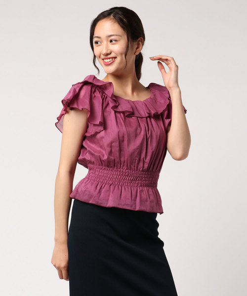 EDIT COLOGNE（エディットコロン）の「＜Ｅ＞ラッフルブラウス（シャツ/ブラウス・レディース・ブラウン/ベビーピンク・FREE）」の5枚目の写真