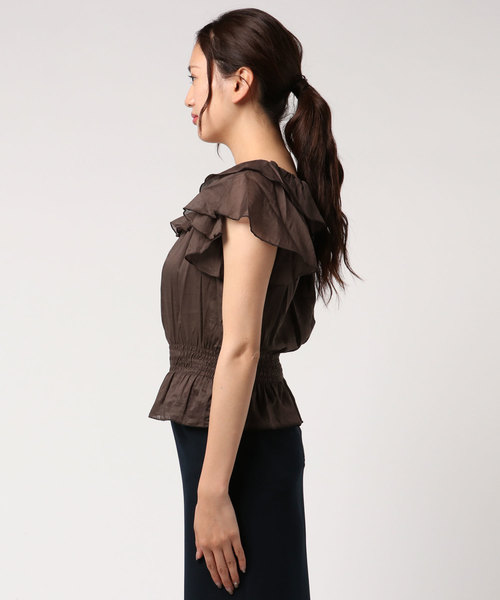 EDIT COLOGNE（エディットコロン）の「＜Ｅ＞ラッフルブラウス（シャツ/ブラウス・レディース・ブラウン/ベビーピンク・FREE）」の3枚目の写真