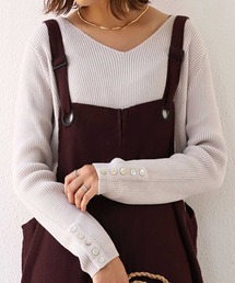 antiqua（アンティカ）の「リブＶネックコットンニット（ニット/セーター）」