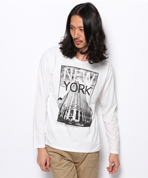 WEGO(ウィゴー)の「WEGO/フォトプリントUネックTシャツ(Tシャツ/カットソー・メンズ・ホワイト/ホワイト系その他/ブラック/ネイビー/ライトピンク・MEDIUM/LARGE)」の2枚目の写真