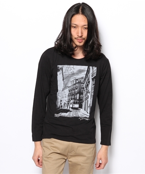 WEGO(ウィゴー)の「WEGO/フォトプリントUネックTシャツ(Tシャツ/カットソー・メンズ・ホワイト/ホワイト系その他/ブラック/ネイビー/ライトピンク・MEDIUM/LARGE)」の6枚目の写真
