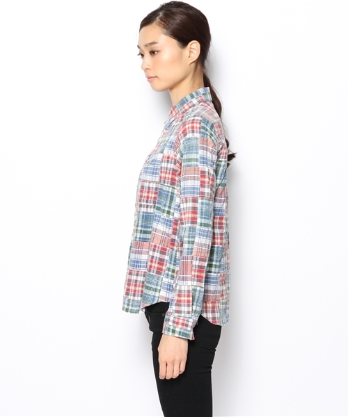 laule'a sunny side store(ラウレアサニーサイドストア)の「カラフルパッチワークシャツ(シャツ/ブラウス・レディース・オレンジ/ブルー/レッド・FREE)」の5枚目の写真