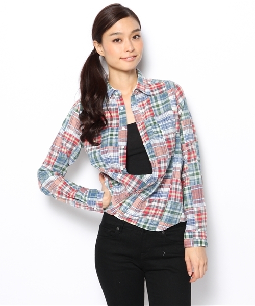 laule'a sunny side store(ラウレアサニーサイドストア)の「カラフルパッチワークシャツ(シャツ/ブラウス・レディース・オレンジ/ブルー/レッド・FREE)」の12枚目の写真