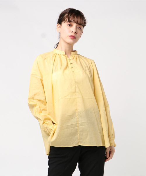 POU DOU DOU（プードゥドゥ）の「スタンドカラースモックブラウス（シャツ/ブラウス・レディース・グレー/オフホワイト/イエロー/グリーン・3）」の11枚目の写真