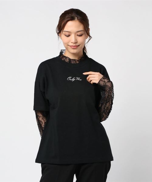 cccmalie シーマリー　レースダブルカットソー　黒 cccmalie シーマリー レースダブルカットソー 黒