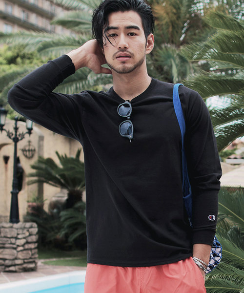 Champion（チャンピオン）の「Champion コットン無地長袖ベーシック＆ビッグTシャツ（Tシャツ/カットソー・メンズ・ブラック/ネイビー/ホワイト/グレー・XXL/XL/L/M）」の18枚目の写真