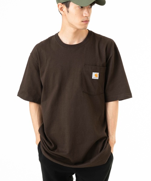 Carhartt（カーハート）の「カーハート ビッグシルエット Tシャツ ポケット WORKWEAR CARHARTT（Tシャツ/カットソー・メンズ・ブラック/ホワイト/ネイビー/ヘザーグレー/ベージュ/ダークブラウン/ダークグリーン/ボルドー/ダークグレー/チャコールグレー/ブルー/ブラウン系その他/グリーン系その他・MEDIUM/SMALL/LARGE/X-LARGE/XX-LARGE）」の6枚目の写真
