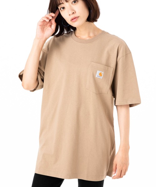 Carhartt（カーハート）の「カーハート ビッグシルエット Tシャツ ポケット WORKWEAR CARHARTT（Tシャツ/カットソー・メンズ・ブラック/ホワイト/ネイビー/ヘザーグレー/ベージュ/ダークブラウン/ダークグリーン/ボルドー/ダークグレー/チャコールグレー/ブルー/ブラウン系その他/グリーン系その他・MEDIUM/SMALL/LARGE/X-LARGE/XX-LARGE）」の8枚目の写真