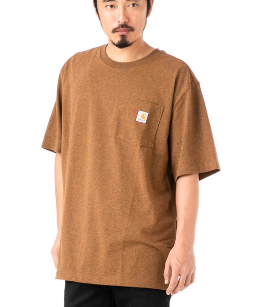 Carhartt（カーハート）の「カーハート ビッグシルエット Tシャツ ポケット WORKWEAR CARHARTT（Tシャツ/カットソー・メンズ・ブラック/ホワイト/ネイビー/ヘザーグレー/ベージュ/ダークブラウン/ダークグリーン/ボルドー/ダークグレー/チャコールグレー/ブルー/ブラウン系その他/グリーン系その他・MEDIUM/SMALL/LARGE/X-LARGE/XX-LARGE）」の7枚目の写真