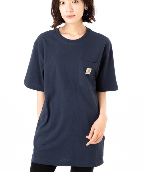 Carhartt（カーハート）の「カーハート ビッグシルエット Tシャツ ポケット WORKWEAR CARHARTT（Tシャツ/カットソー・メンズ・ブラック/ホワイト/ネイビー/ヘザーグレー/ベージュ/ダークブラウン/ダークグリーン/ボルドー/ダークグレー/チャコールグレー/ブルー/ブラウン系その他/グリーン系その他・MEDIUM/SMALL/LARGE/X-LARGE/XX-LARGE）」の11枚目の写真