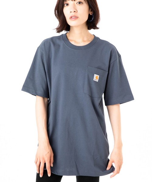 Carhartt（カーハート）の「カーハート ビッグシルエット Tシャツ ポケット WORKWEAR CARHARTT（Tシャツ/カットソー・メンズ・ブラック/ホワイト/ネイビー/ヘザーグレー/ベージュ/ダークブラウン/ダークグリーン/ボルドー/ダークグレー/チャコールグレー/ブルー/ブラウン系その他/グリーン系その他・MEDIUM/SMALL/LARGE/X-LARGE/XX-LARGE）」の12枚目の写真