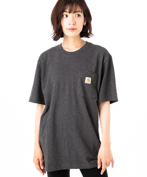 Carhartt（カーハート）の「カーハート ビッグシルエット Tシャツ ポケット WORKWEAR CARHARTT（Tシャツ/カットソー・メンズ・ブラック/ホワイト/ネイビー/ヘザーグレー/ベージュ/ダークブラウン/ダークグリーン/ボルドー/ダークグレー/チャコールグレー/ブルー/ブラウン系その他/グリーン系その他・MEDIUM/SMALL/LARGE/X-LARGE/XX-LARGE）」の4枚目の写真