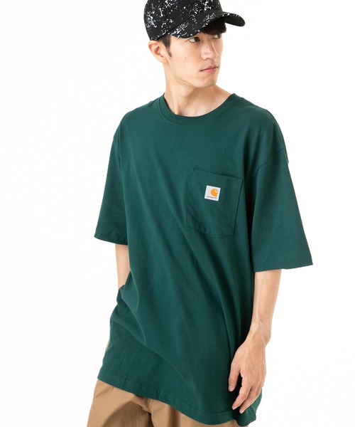 Carhartt（カーハート）の「カーハート ビッグシルエット Tシャツ ポケット WORKWEAR CARHARTT（Tシャツ/カットソー・メンズ・ブラック/ホワイト/ネイビー/ヘザーグレー/ベージュ/ダークブラウン/ダークグリーン/ボルドー/ダークグレー/チャコールグレー/ブルー/ブラウン系その他/グリーン系その他・MEDIUM/SMALL/LARGE/X-LARGE/XX-LARGE）」の9枚目の写真