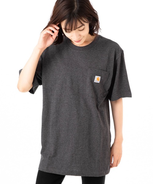 Carhartt（カーハート）の「カーハート ビッグシルエット Tシャツ ポケット WORKWEAR CARHARTT（Tシャツ/カットソー・メンズ・ブラック/ホワイト/ネイビー/ヘザーグレー/ベージュ/ダークブラウン/ダークグリーン/ボルドー/ダークグレー/チャコールグレー/ブルー/ブラウン系その他/グリーン系その他・MEDIUM/SMALL/LARGE/X-LARGE/XX-LARGE）」の19枚目の写真