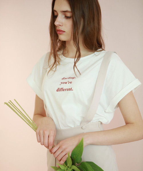 lissi Boutique(リージーブティック)の「【lissi Boutique】darlingTシャツ(Tシャツ/カットソー・レディース・ホワイト/ピンク・FREE)」の1枚目の写真