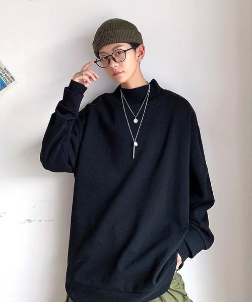 neos（ネオス）の「【neos -addictive design-】USAコットン ビッグシルエット リブ モックネック トレーナー（スウェット・メンズ・ホワイト/ブラック/ベージュ/カーキ/オレンジ/杢グレー・MEDIUM/LARGE）」の10枚目の写真