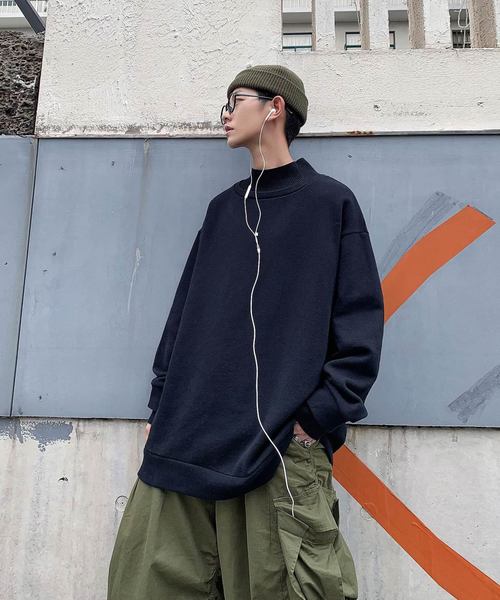 neos（ネオス）の「【neos -addictive design-】USAコットン ビッグシルエット リブ モックネック トレーナー（スウェット・メンズ・ホワイト/ブラック/ベージュ/カーキ/オレンジ/杢グレー・MEDIUM/LARGE）」の13枚目の写真