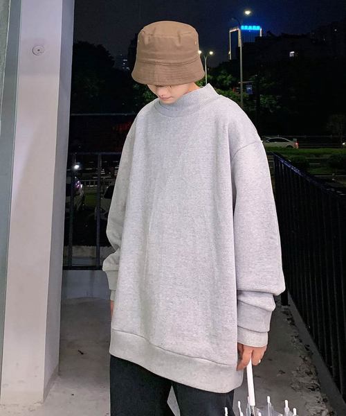neos（ネオス）の「【neos -addictive design-】USAコットン ビッグシルエット リブ モックネック トレーナー（スウェット・メンズ・ホワイト/ブラック/ベージュ/カーキ/オレンジ/杢グレー・MEDIUM/LARGE）」の14枚目の写真