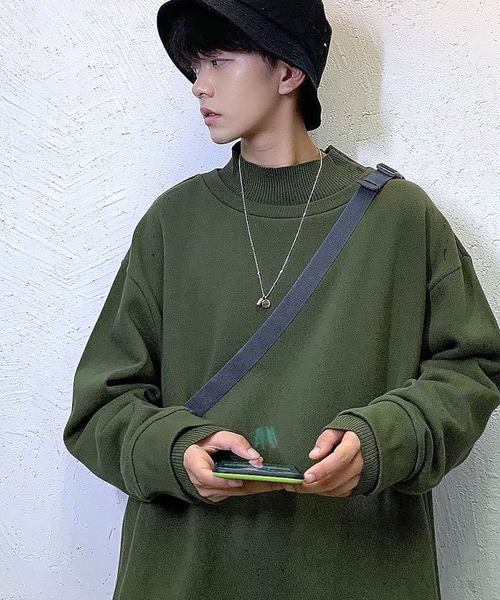 neos（ネオス）の「【neos -addictive design-】USAコットン ビッグシルエット リブ モックネック トレーナー（スウェット・メンズ・ホワイト/ブラック/ベージュ/カーキ/オレンジ/杢グレー・MEDIUM/LARGE）」の21枚目の写真
