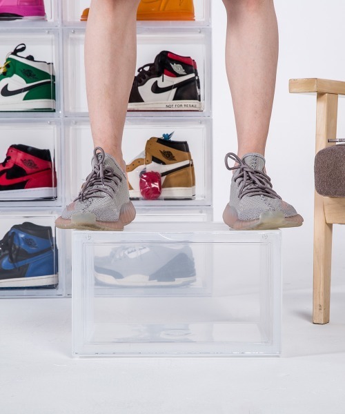 entre square（アントレスクエアー）の「bcl/シューズケース シューズボックス シューラック 横置き 組み立て式 スタッキングディスプレイボックス（シューズ小物/雑貨・レディース・クリア/ブラック・ONE SIZE/ONESIZE）」の4枚目の写真