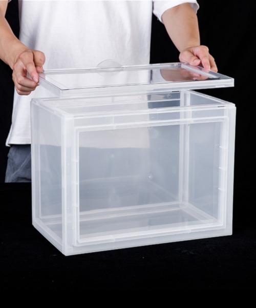 entre square（アントレスクエアー）の「bcl/シューズケース シューズボックス シューラック 横置き 組み立て式 スタッキングディスプレイボックス（シューズ小物/雑貨・レディース・クリア/ブラック・ONE SIZE/ONESIZE）」の6枚目の写真