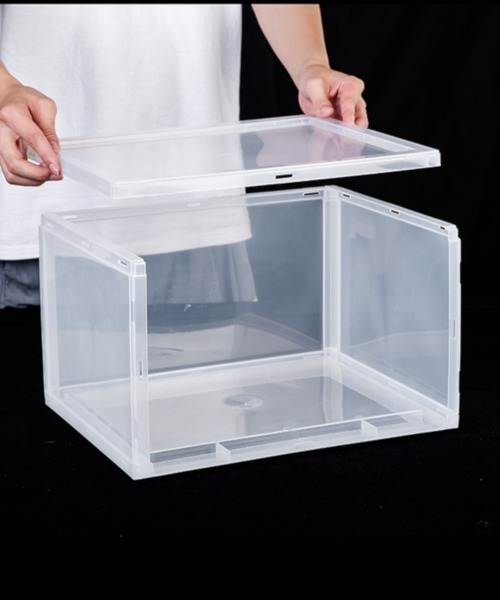 entre square（アントレスクエアー）の「bcl/シューズケース シューズボックス シューラック 横置き 組み立て式 スタッキングディスプレイボックス（シューズ小物/雑貨・レディース・クリア/ブラック・ONE SIZE/ONESIZE）」の7枚目の写真