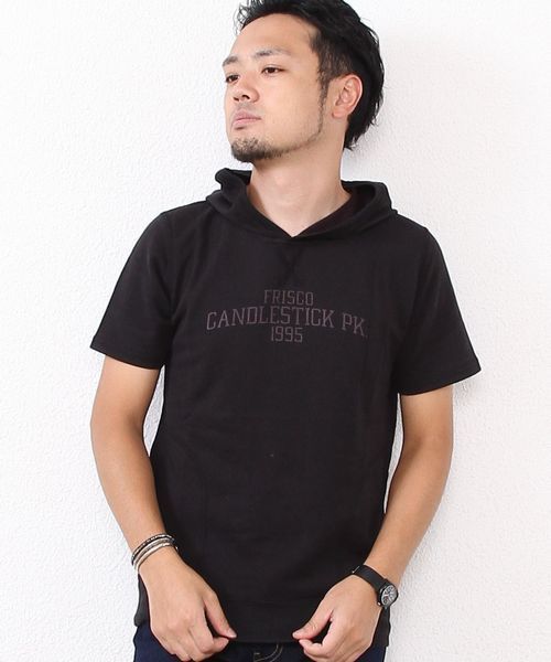 coen（コーエン）の「ガーゼショートスリーブパーカー14SS2（Tシャツ/カットソー・メンズ・グレー/ライトブルー/ブラック・MEDIUM/X-LARGE/SMALL/LARGE）」の2枚目の写真