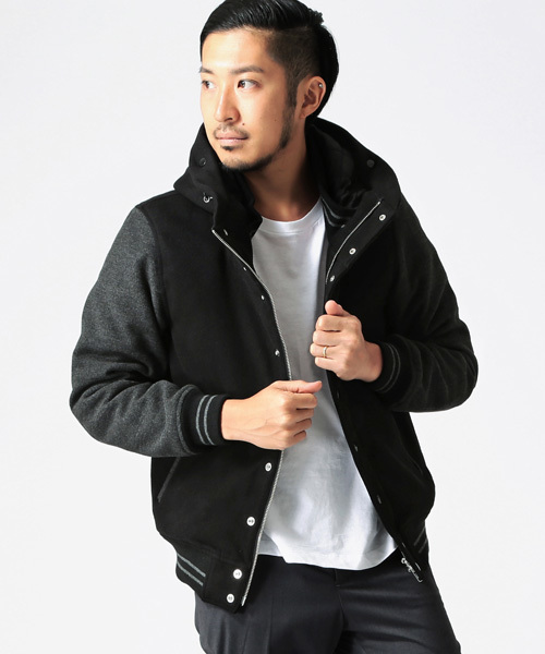 BEAMS（ビームス）の「◎BEAMS / フリース フード レイズドネック スタジャン（スタジャン・メンズ・ブラック/ネイビー/ブラウン系その他・MEDIUM/LARGE/SMALL/X-LARGE）」の2枚目の写真