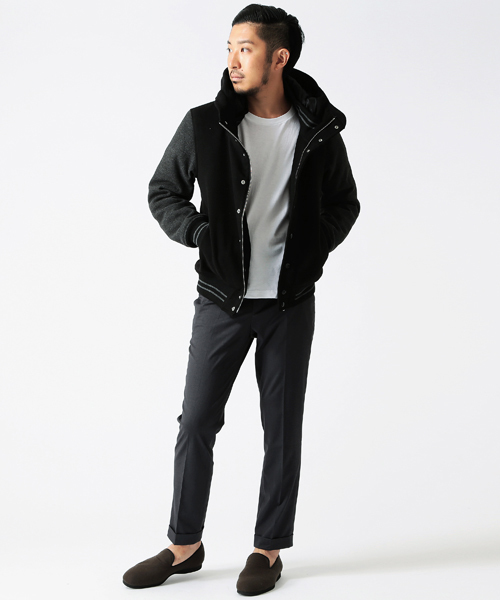 BEAMS（ビームス）の「◎BEAMS / フリース フード レイズドネック スタジャン（スタジャン・メンズ・ブラック/ネイビー/ブラウン系その他・MEDIUM/LARGE/SMALL/X-LARGE）」の4枚目の写真