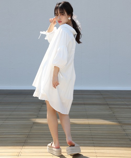 one after another NICE CLAUP（ワンアフターアナザーナイスクラップ）の「バックプリーツシャツ（シャツ/ブラウス・レディース・サックスブルー/ホワイト/ベージュ・FREE）」の10枚目の写真