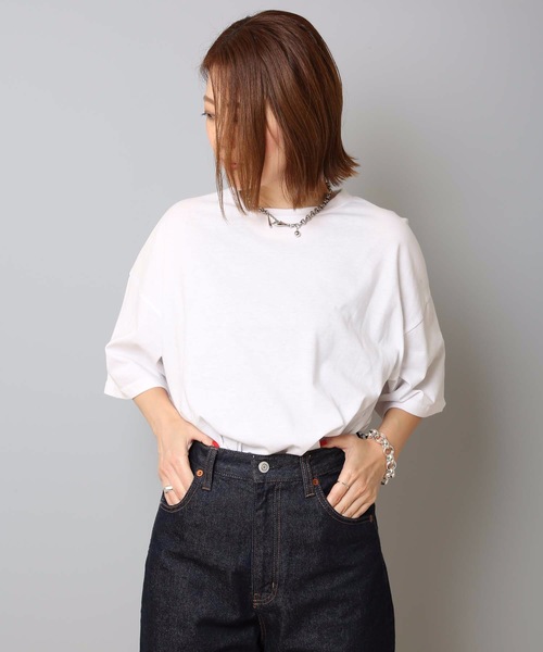 LB/S (エルビーエス)の「バックフォトプリントTシャツ サイドスリット 汗染みが目立ちにくい ベストセラー機能性アイテム 「ZERO STAIN(ゼロステイン)」(Tシャツ/カットソー・レディース・ホワイト/ベージュ/アイボリー・MEDIUM/LARGE)」の8枚目の写真