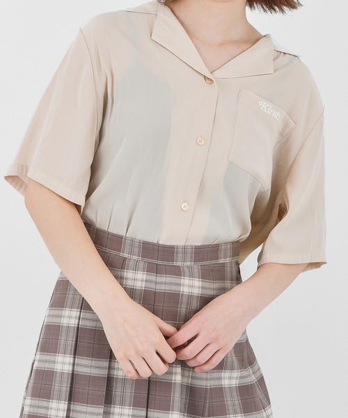 KIRSH(キルシー)の「【ZOZO限定】OPEN COLLARSHIRT/オープンカラーシアーブラウスLC(シャツ/ブラウス)」|アイボリー