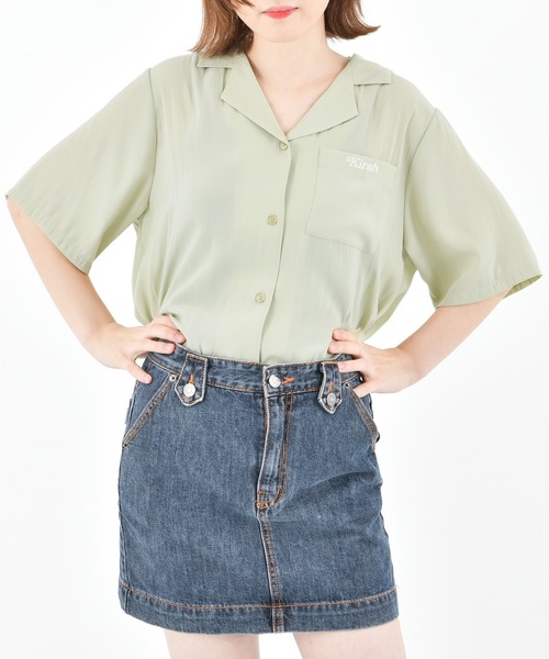 KIRSH(キルシー)の「【ZOZO限定】OPEN COLLARSHIRT/オープンカラーシアーブラウスLC(シャツ/ブラウス)」|ミント