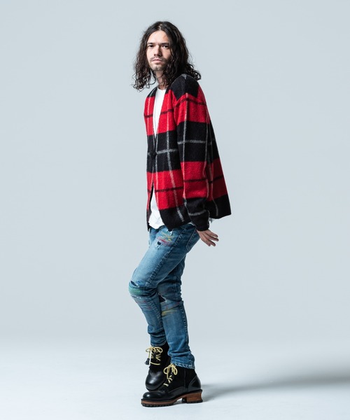 glamb（グラム）の「Check cardigan / チェックカーディガン