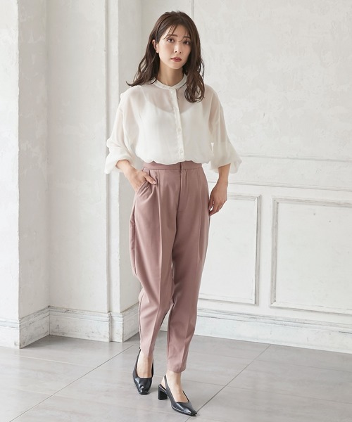 KOBE LETTUCE（コウベレタス）の「[ 選べる2丈 ]ショート・ロング丈　バンドカラーシアーシャツ（シャツ/ブラウス・レディース・オフホワイト/パープル系その他/グリーン系その他/ブラウン/ホワイト系その他/パープル系その他2/グリーン系その他2/ブラウン系その他・1/2）」の16枚目の写真